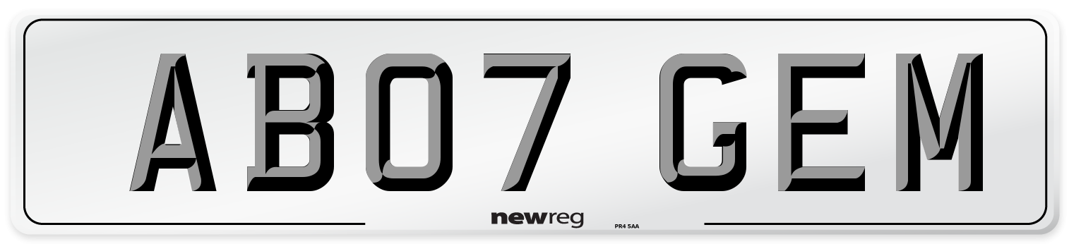 AB07 GEM Number Plate from New Reg